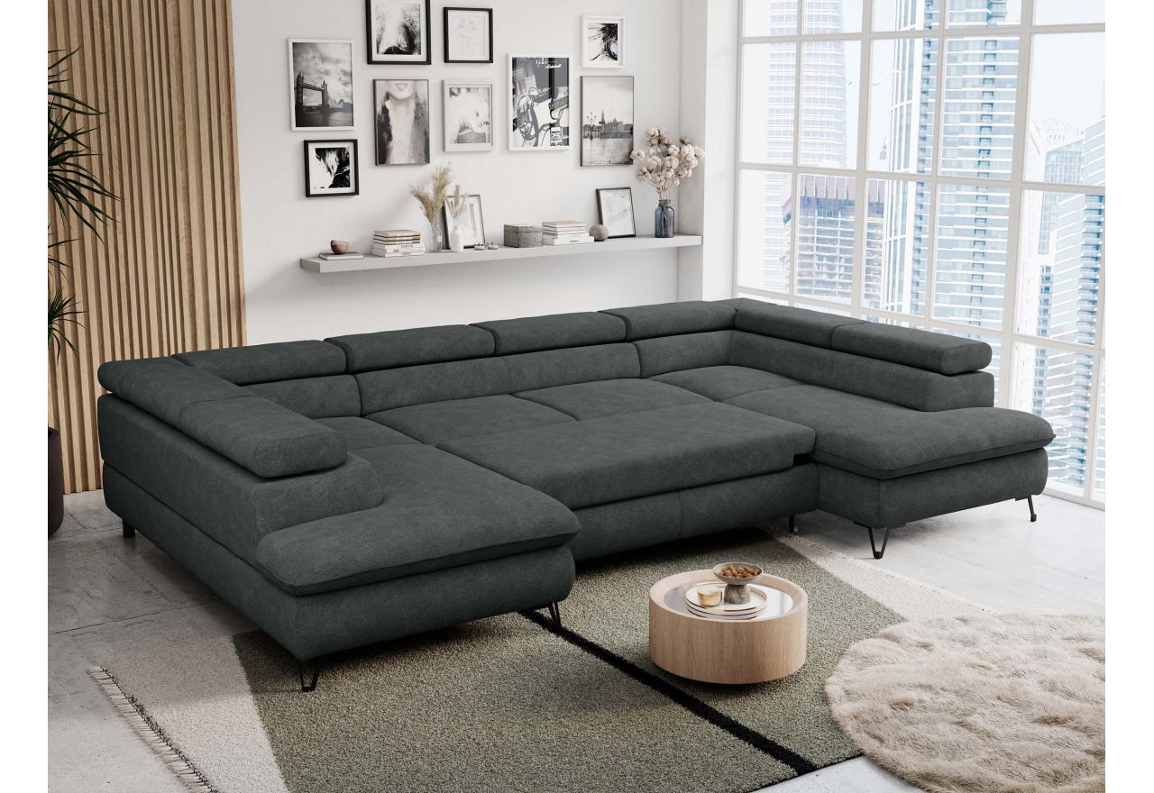 Narożnik PETER U - uniwersalny - ciemnoszary, struktura