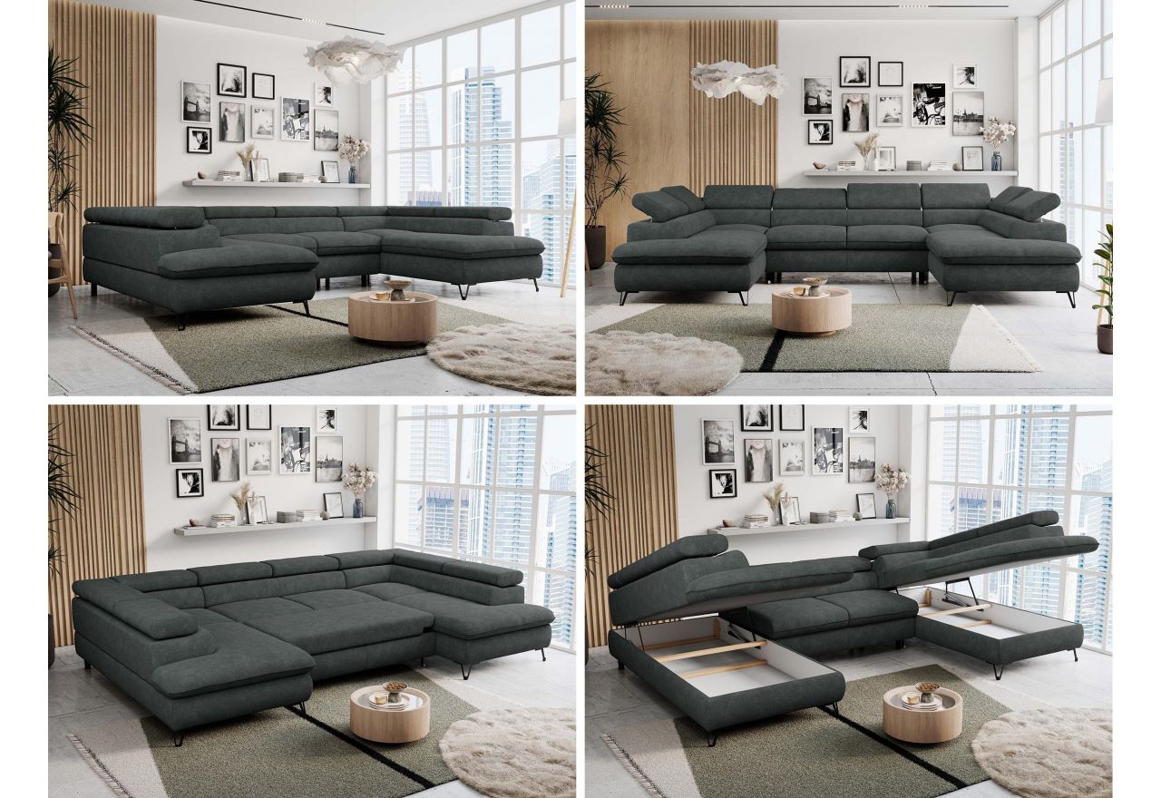 Narożnik PETER U - uniwersalny - ciemnoszary, struktura