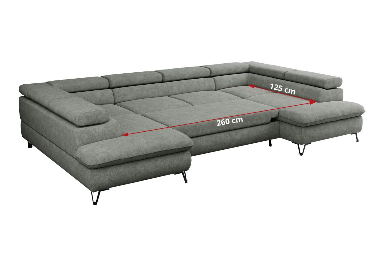 Narożnik PETER U - uniwersalny - szary, struktura