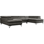 Narożnik PETER U - uniwersalny - ciemnoszary, welwet