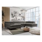 Narożnik PETER U - uniwersalny - ciemnoszary, welwet