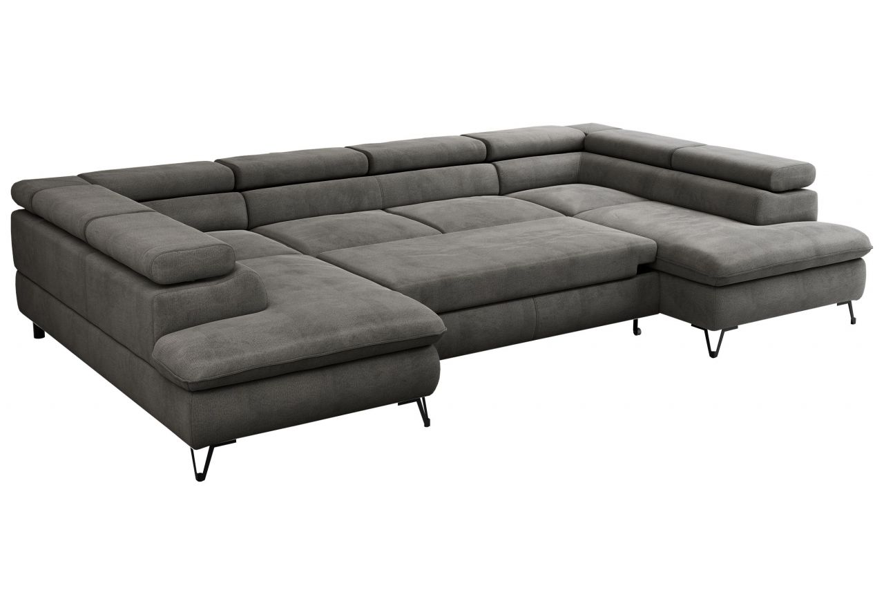 Narożnik PETER U - uniwersalny - ciemnoszary, welwet