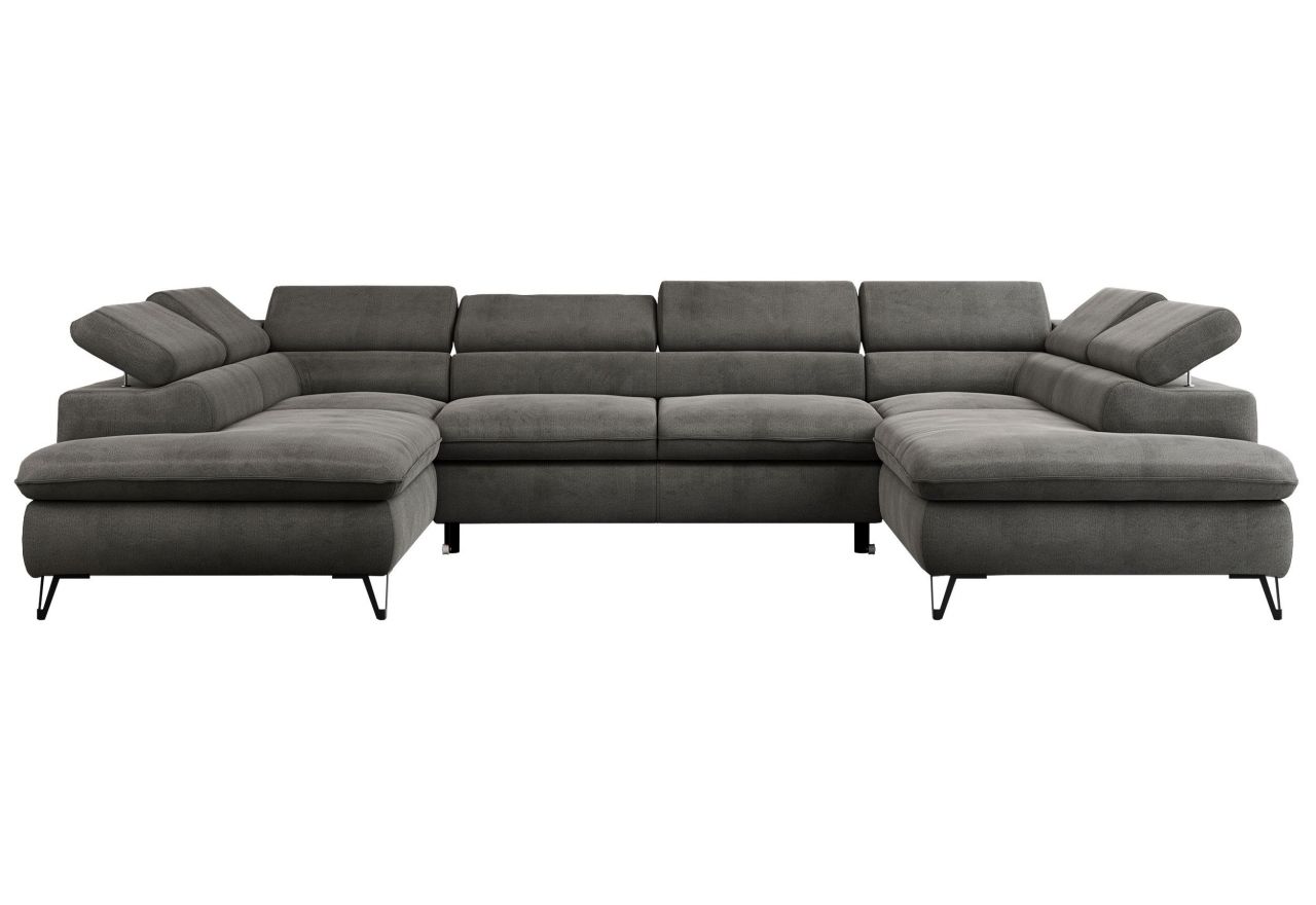 Narożnik PETER U - uniwersalny - ciemnoszary, welwet