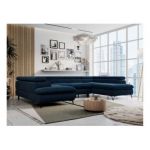 Narożnik PETER U - uniwersalny - ciemnoniebieski, welwet