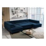 Narożnik PETER U - uniwersalny - ciemnoniebieski, welwet