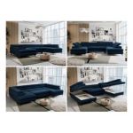 Narożnik PETER U - uniwersalny - ciemnoniebieski, welwet