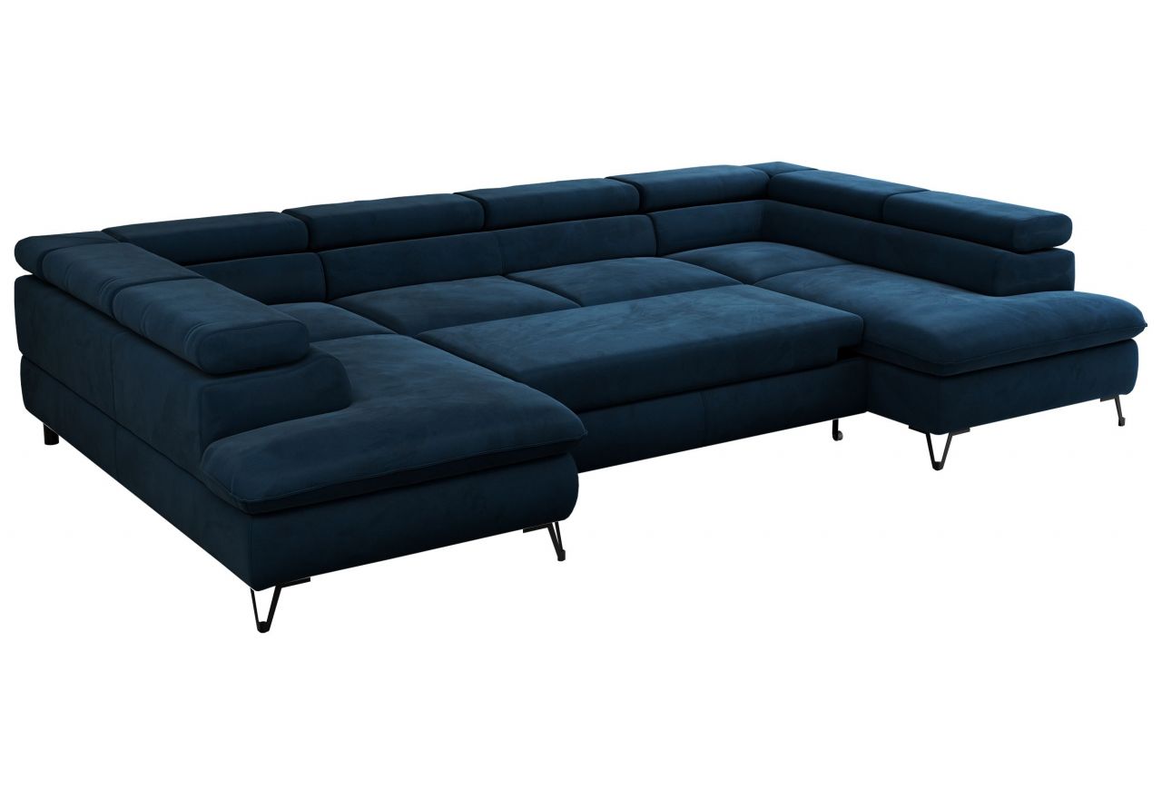 Narożnik PETER U - uniwersalny - ciemnoniebieski, welwet