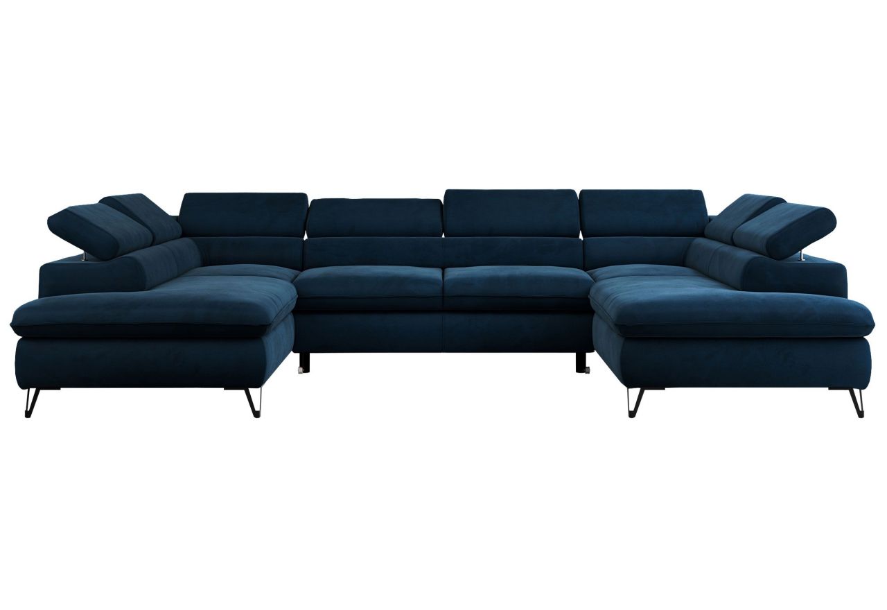 Narożnik PETER U - uniwersalny - ciemnoniebieski, welwet
