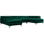 Narożnik PETER U - uniwersalny - ciemnozielony, welwet
