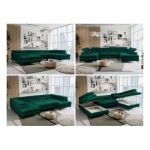 Narożnik PETER U - uniwersalny - ciemnozielony, welwet