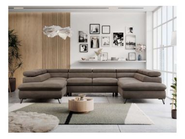 Narożnik PETER U - uniwersalny - brązowy, welwet