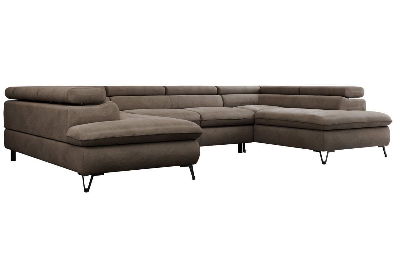 Narożnik PETER U - uniwersalny - brązowy, welwet