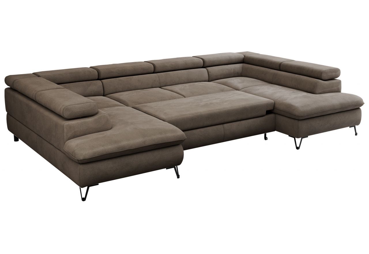 Narożnik PETER U - uniwersalny - brązowy, welwet