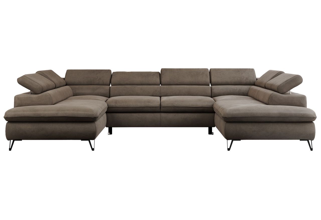 Narożnik PETER U - uniwersalny - brązowy, welwet