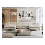 Narożnik PETER U - uniwersalny - beżowy, welwet