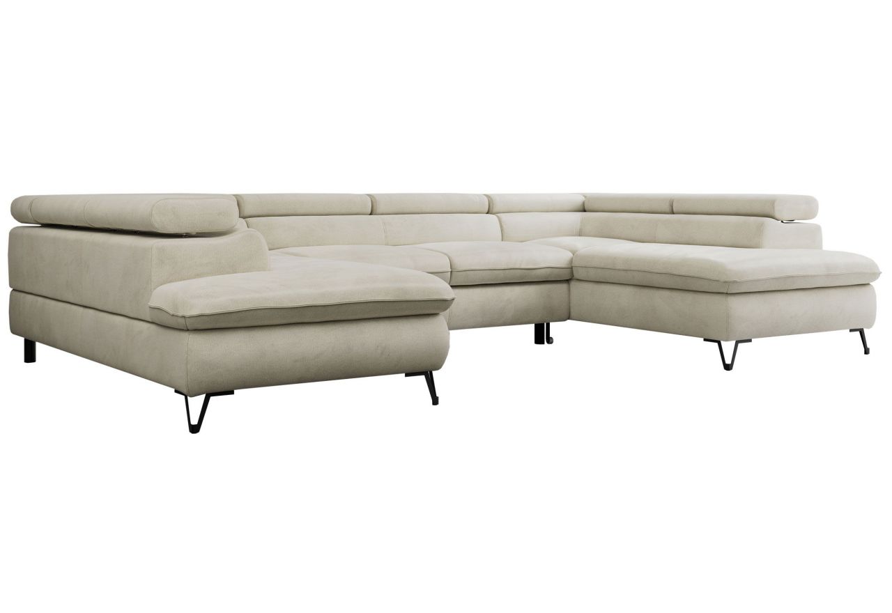 Narożnik PETER U - uniwersalny - beżowy, welwet