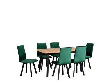 Designerski zestaw mebli do kuchni na modnych nóżkach - stół COMA 6 + krzesła REM 2