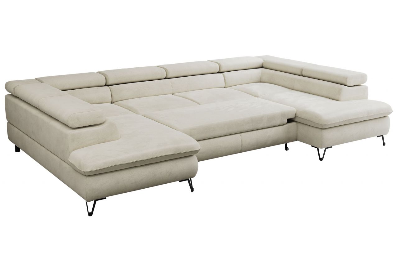 Narożnik PETER U - uniwersalny - beżowy, welwet