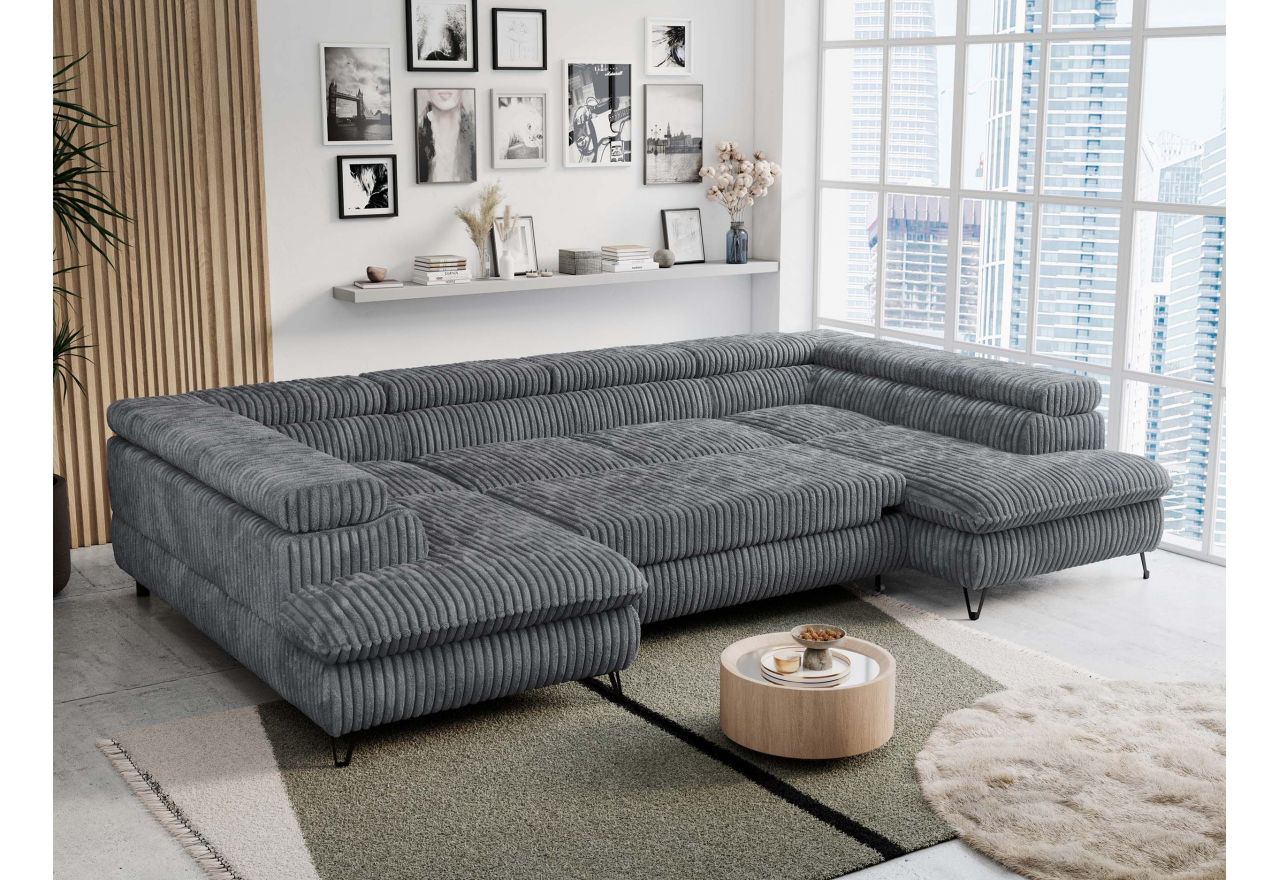 Narożnik PETER U - uniwersalny - szary, sztruks