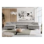 Narożnik PETER U - uniwersalny - jasnoszary, sztruks