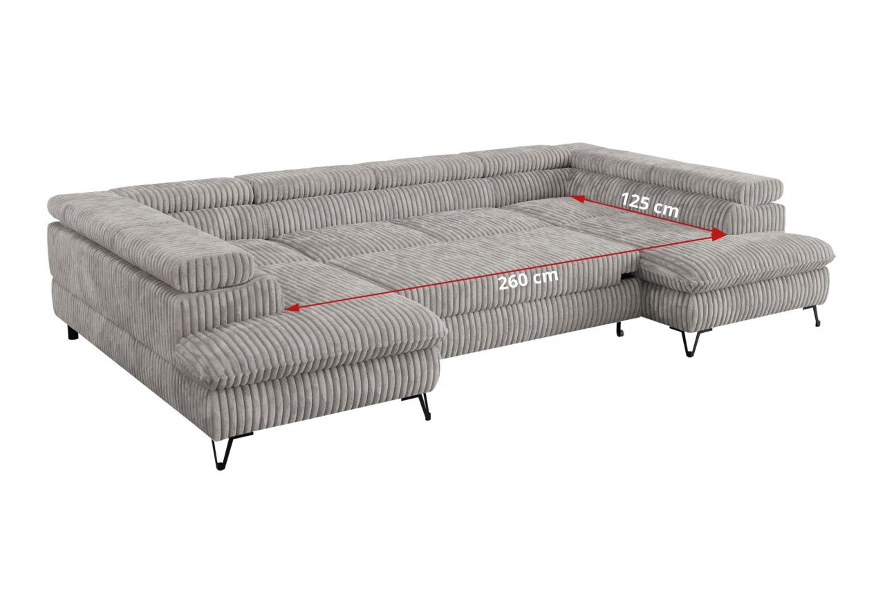 Narożnik PETER U - uniwersalny - jasnoszary, sztruks