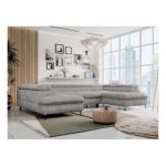 Narożnik PETER U - uniwersalny - jasnoszary, sztruks