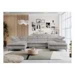 Narożnik PETER U - uniwersalny - jasnoszary, sztruks