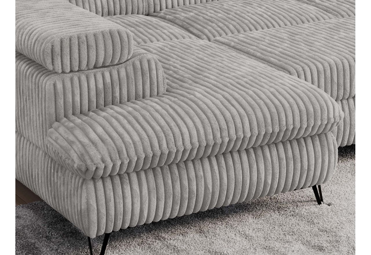 Narożnik PETER U - uniwersalny - jasnoszary, sztruks