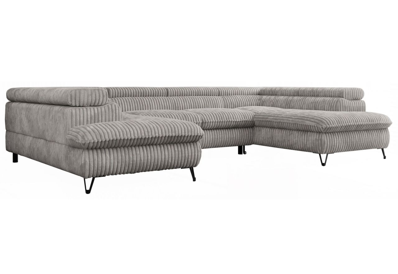 Narożnik PETER U - uniwersalny - jasnoszary, sztruks