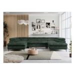 Narożnik PETER U - uniwersalny - ciemnozielony, sztruks