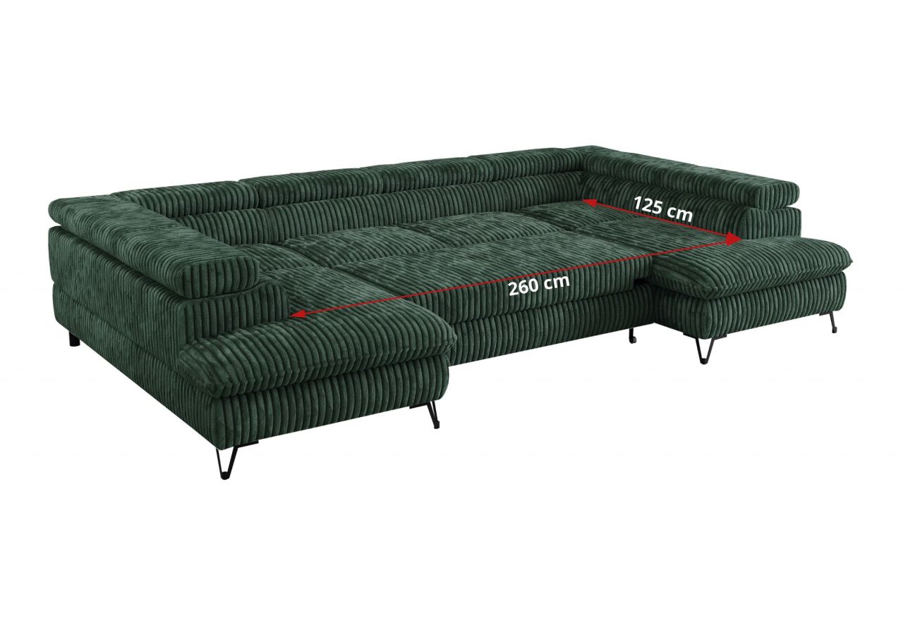 Narożnik PETER U - uniwersalny - ciemnozielony, sztruks