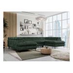 Narożnik PETER U - uniwersalny - ciemnozielony, sztruks