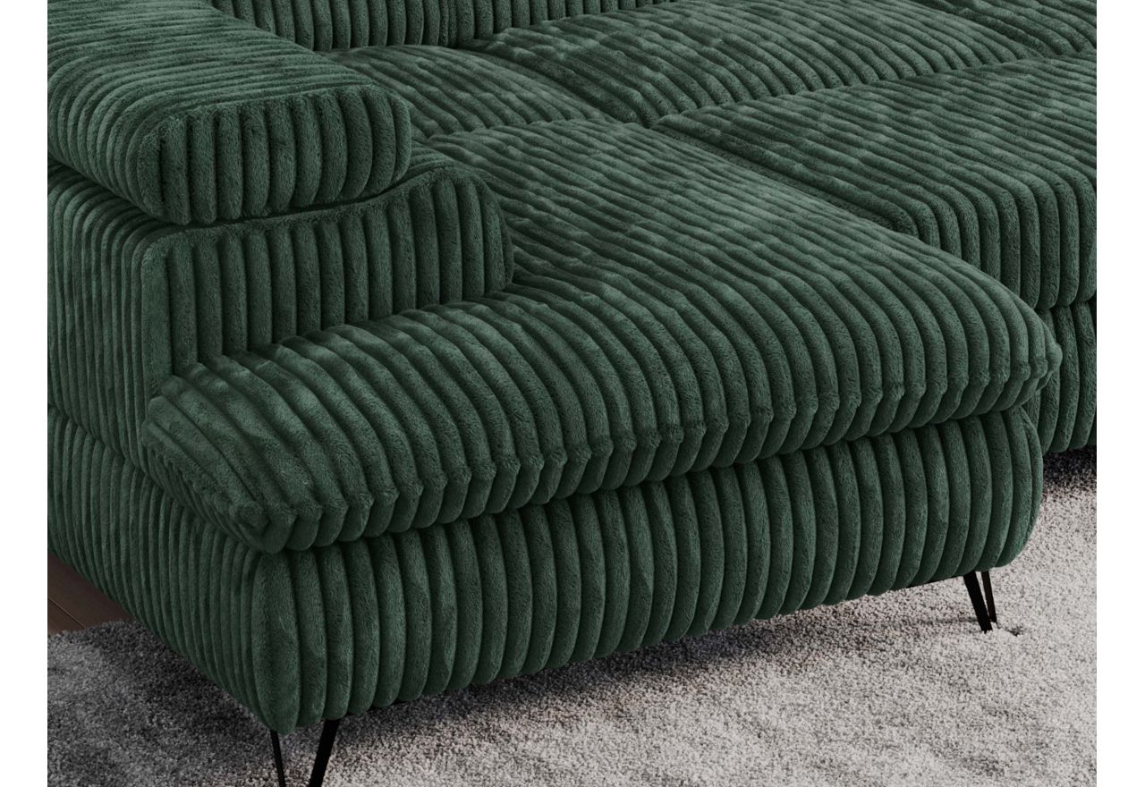 Narożnik PETER U - uniwersalny - ciemnozielony, sztruks