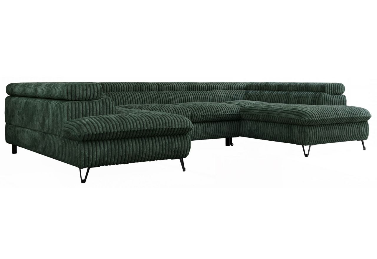 Narożnik PETER U - uniwersalny - ciemnozielony, sztruks