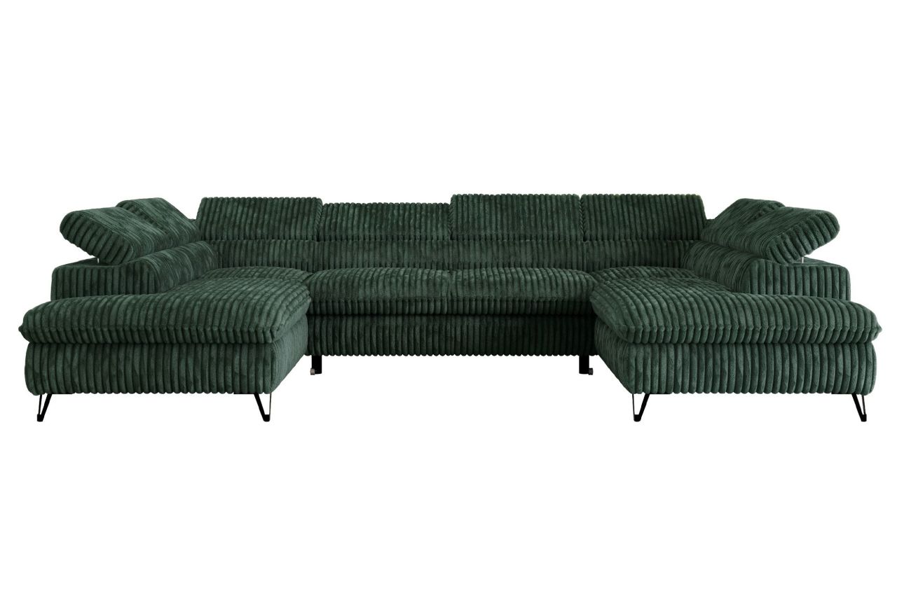 Narożnik PETER U - uniwersalny - ciemnozielony, sztruks