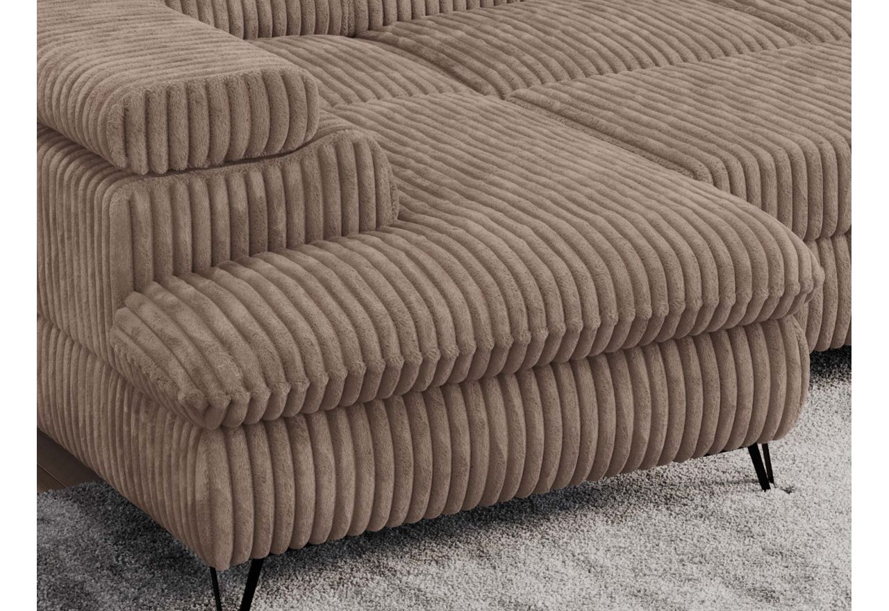 Narożnik PETER U - uniwersalny - brązowy, sztruks