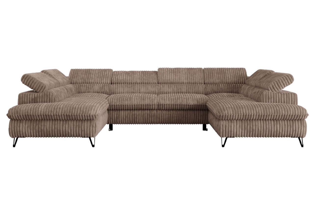 Narożnik PETER U - uniwersalny - brązowy, sztruks