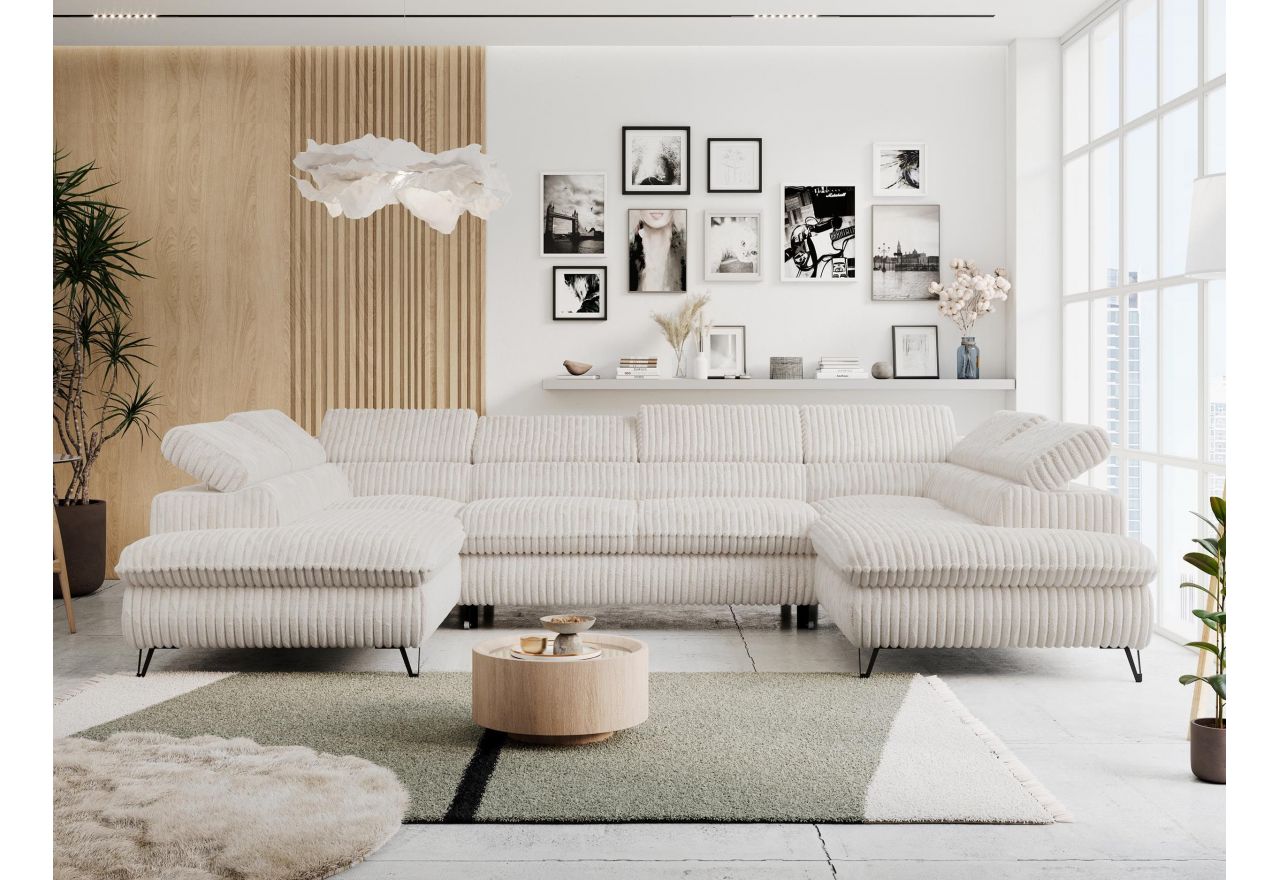 Narożnik PETER U - uniwersalny - beżowy, sztruks