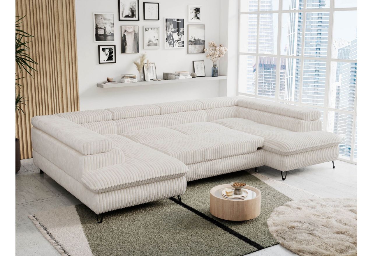 Narożnik PETER U - uniwersalny - beżowy, sztruks