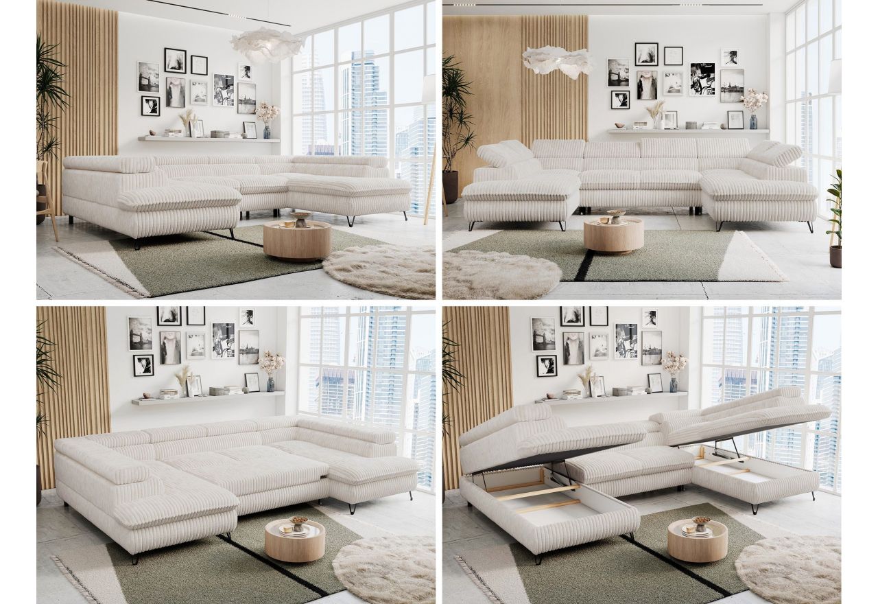 Narożnik PETER U - uniwersalny - beżowy, sztruks