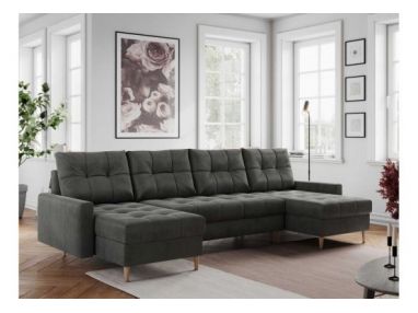 Narożnik ASTRA U - uniwersalny - ciemnoszary, welwet