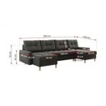 Narożnik ASTRA U - uniwersalny - ciemnoszary, welwet