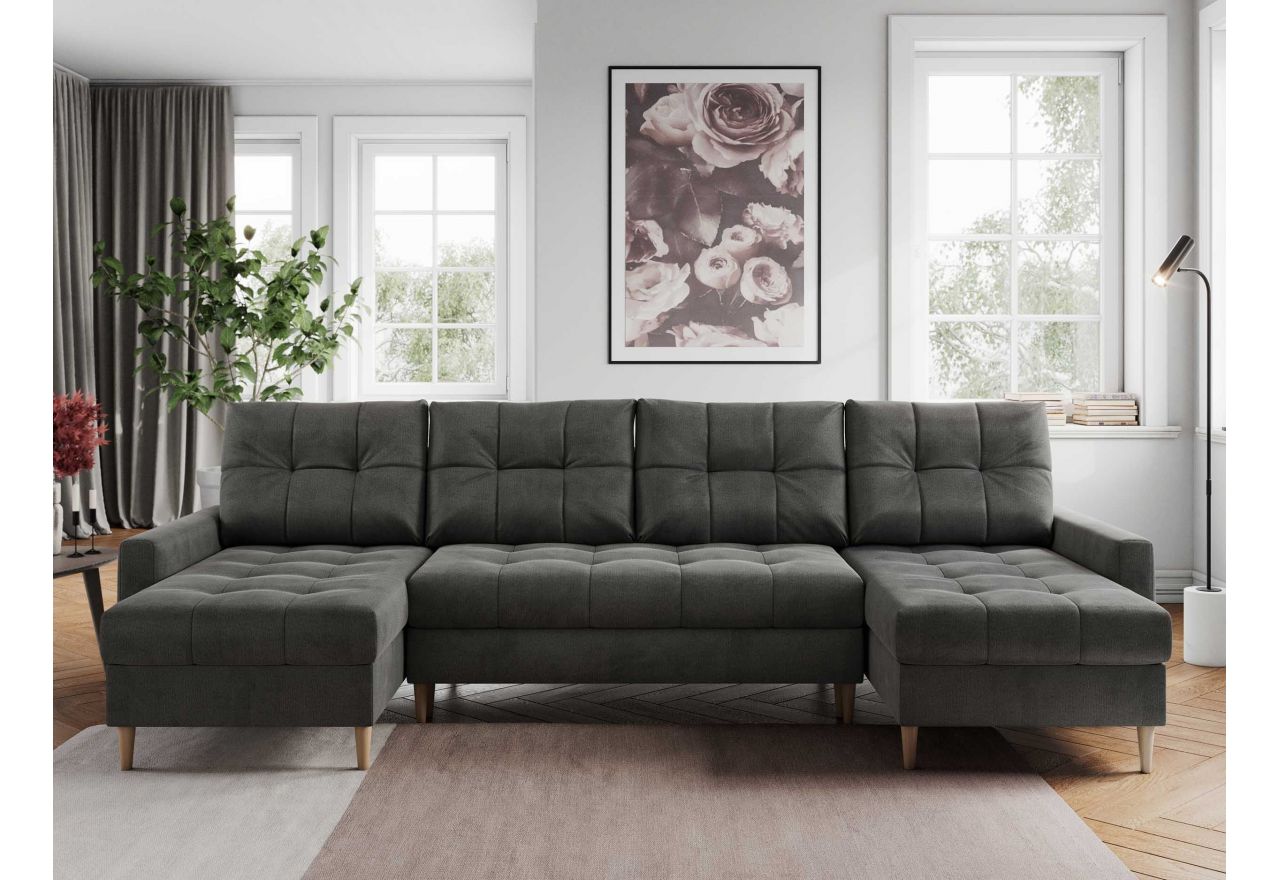 Narożnik ASTRA U - uniwersalny - ciemnoszary, welwet