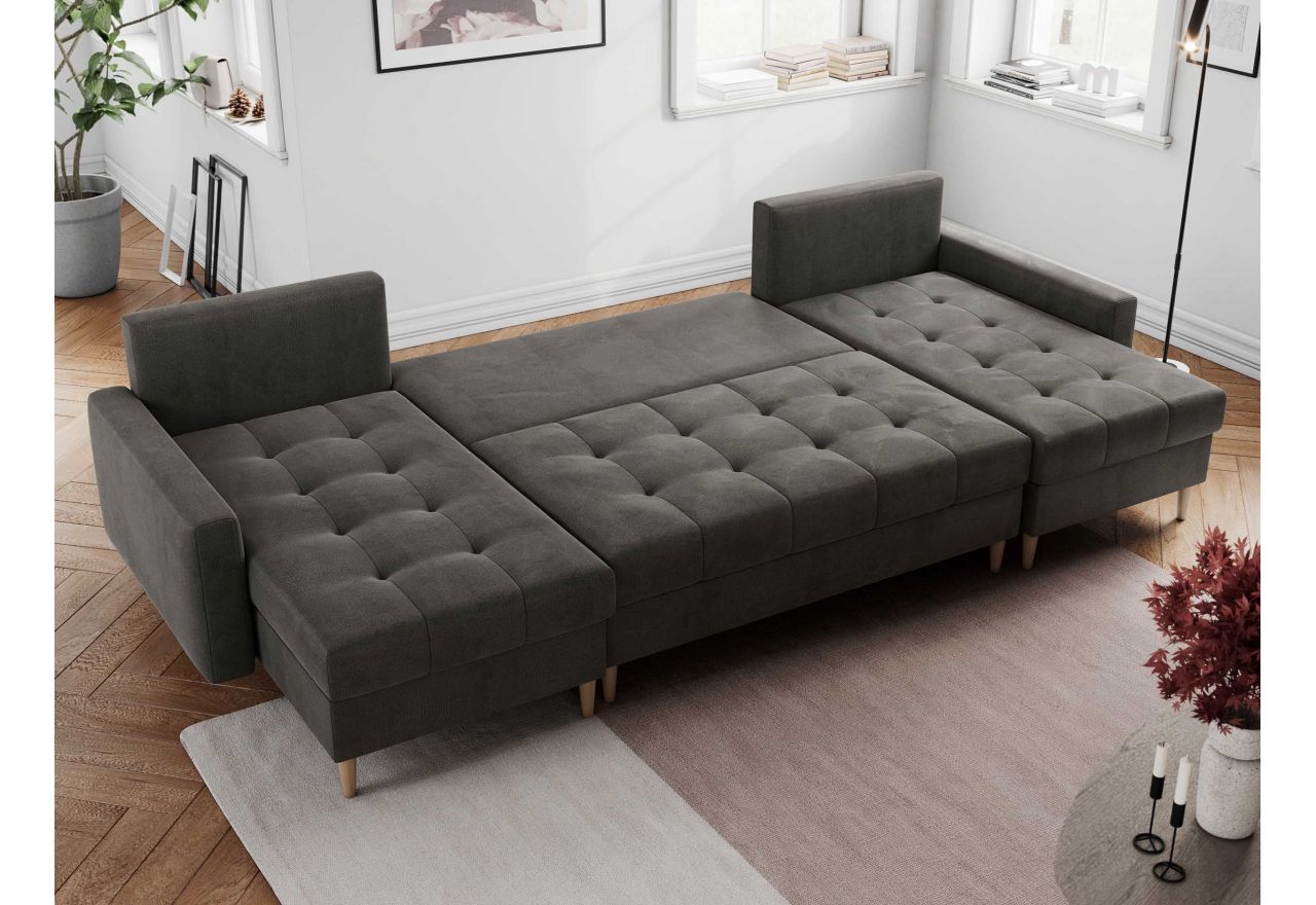 Narożnik ASTRA U - uniwersalny - ciemnoszary, welwet