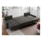 Narożnik ASTRA U - uniwersalny - ciemnoszary, welwet