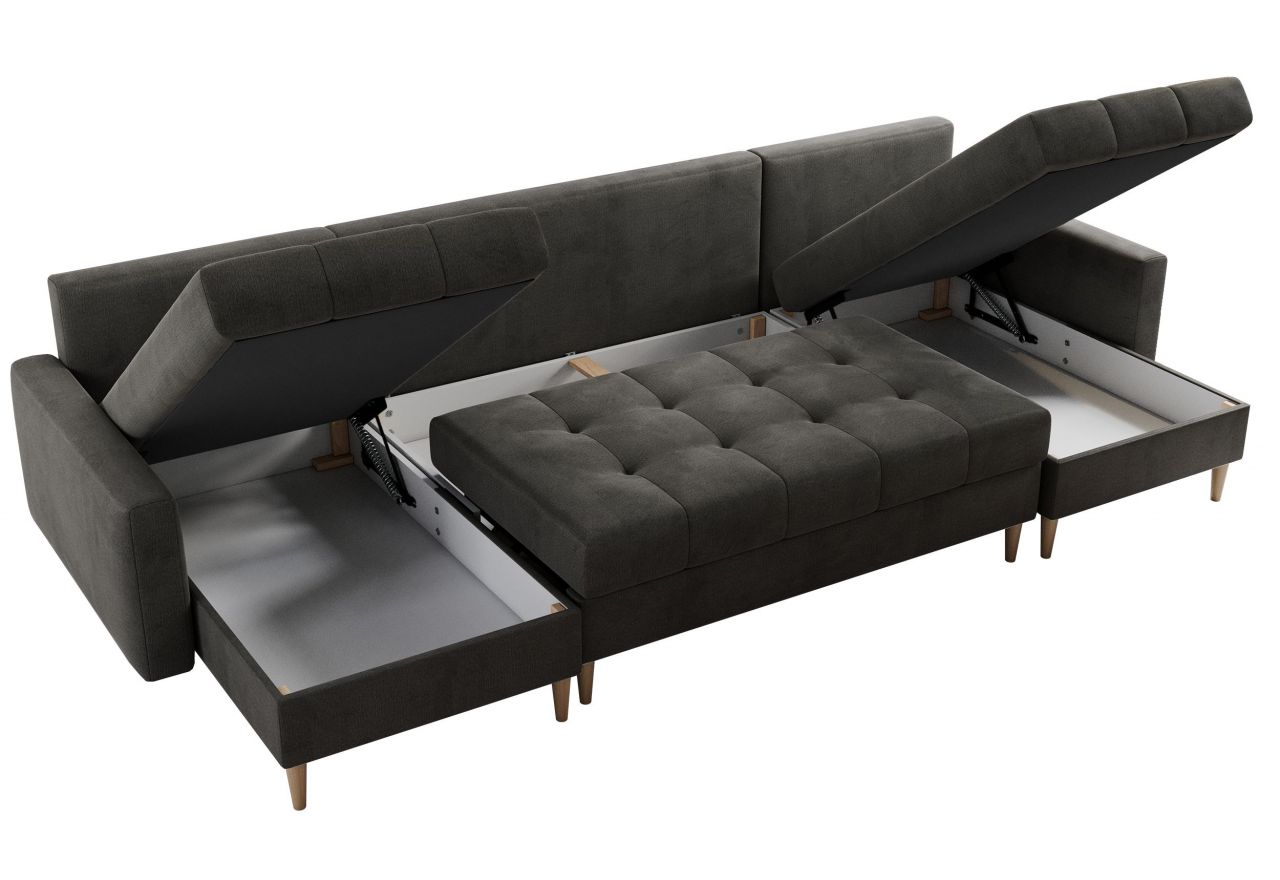 Narożnik ASTRA U - uniwersalny - ciemnoszary, welwet