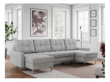 Narożnik ASTRA U - uniwersalny - jasnoszary, welwet