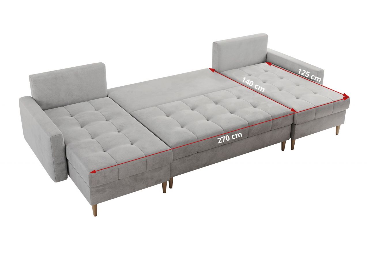 Narożnik ASTRA U - uniwersalny - jasnoszary, welwet