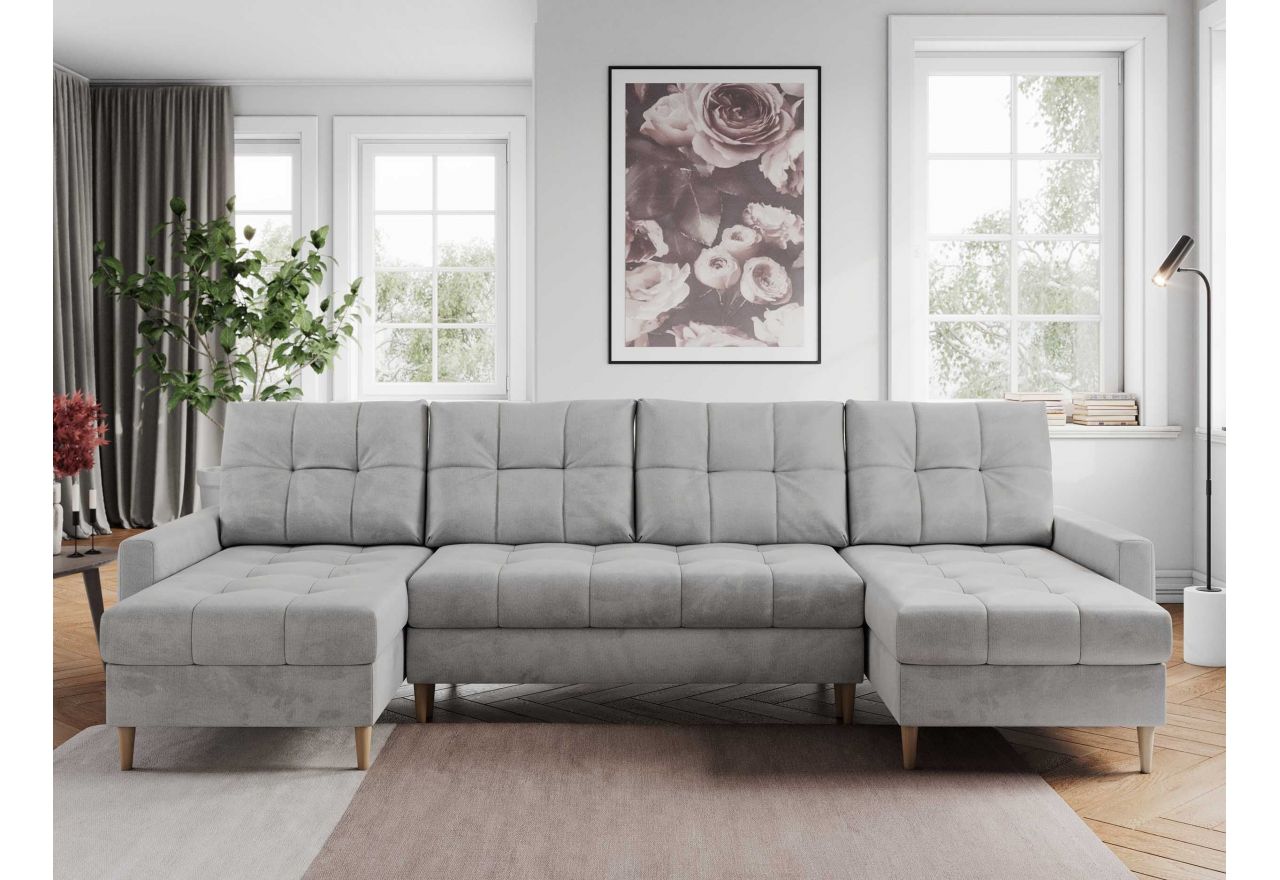 Narożnik ASTRA U - uniwersalny - jasnoszary, welwet