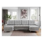 Narożnik ASTRA U - uniwersalny - jasnoszary, welwet